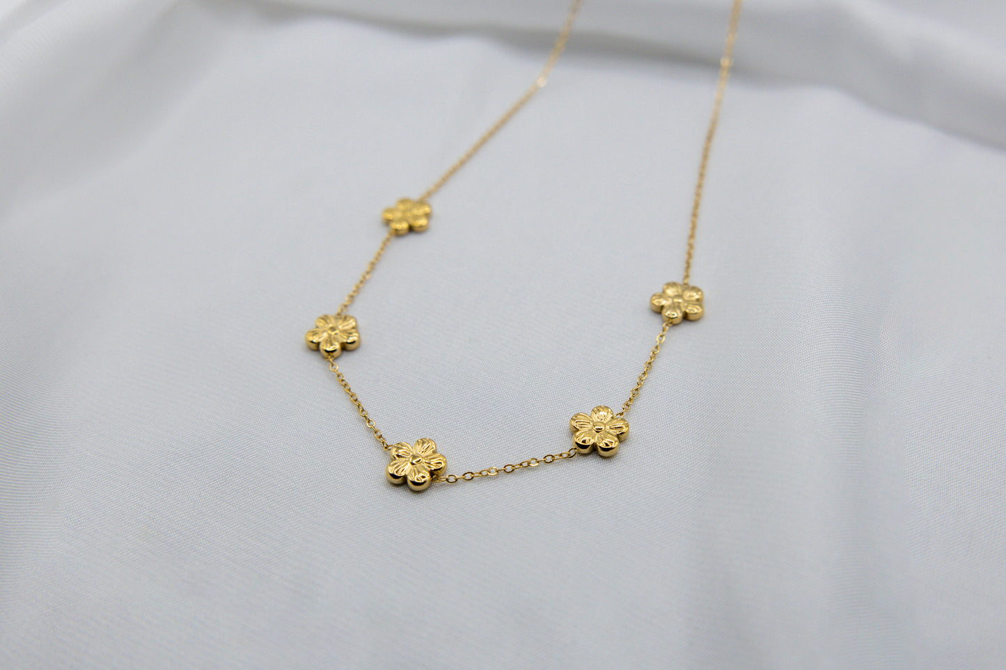 Ketting bloemen K002 goud