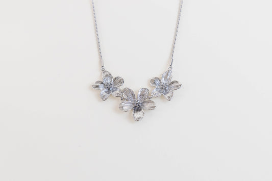 Ketting bloemen K001 zilver